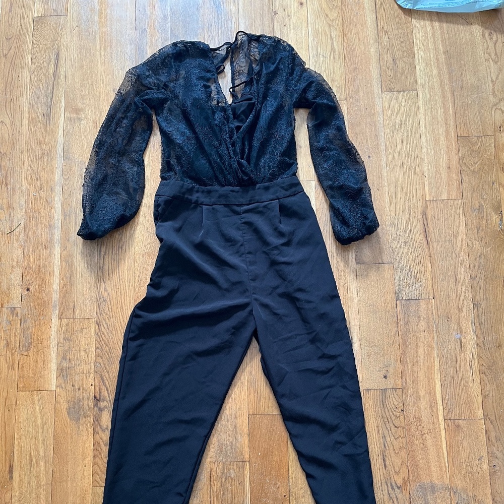 H&M, Black Lace Long sleeve jumpsuit, Size US4